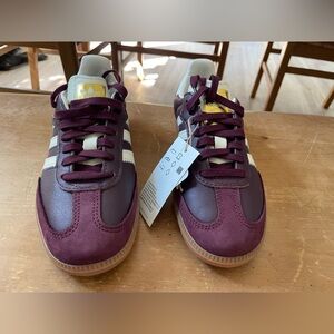 Adidas Sambas Maroon and Cream Sneakers